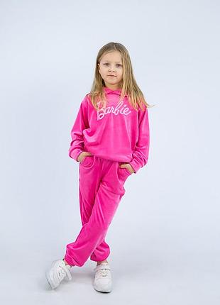 Розовый костюм барби, велюровый костюм barbi, красивый костюм для девушек, демисезонный костюм велюровый7 фото