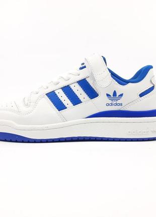 Мужские кроссовки adidas forum white blue адедас форум белого с синим цветами