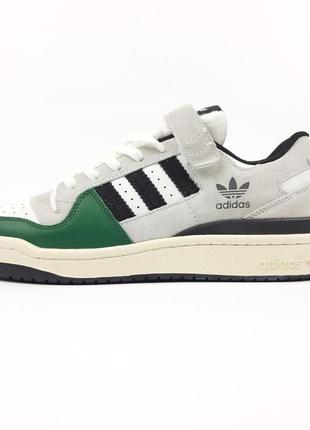 Мужские кроссовки adidas forum low white green адедас форум белого с зеленым цветами
