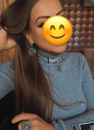 Гольф водолазка серый в рубчик