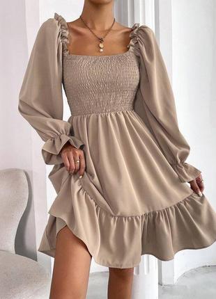 Платье черное и бежевое, платье короткое