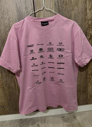 Футболка balenciaga рожева оверсайз