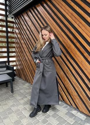 Кашемировый пальт тренч в цвете графит