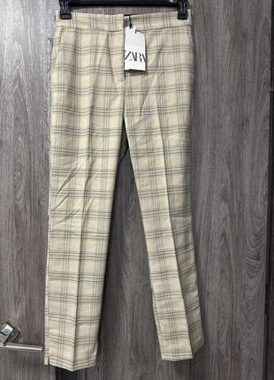 Стильные брюки zara, брюки в клеточку, штаны