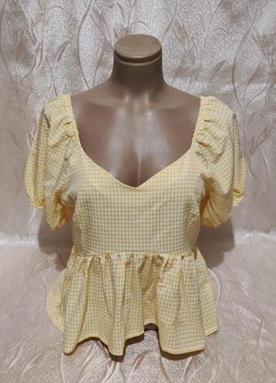 Новая легкая блуза в клетку открытые плечи 48-50