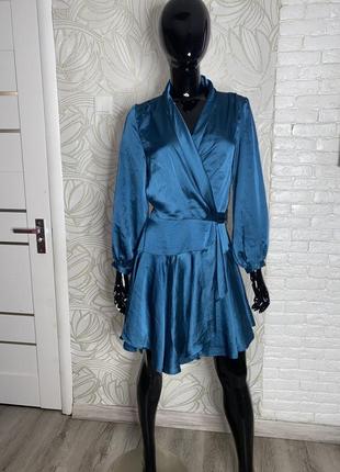 Сукня на запах плаття з довгими обʼємними рукавами nasty gal, l