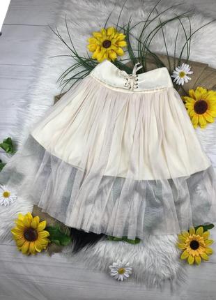 Кремовая фатиновая юбка на 5-7 лет