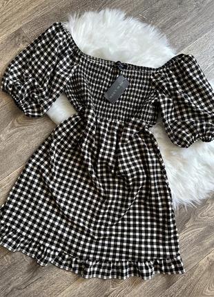 Стильна трендова сукня в клітинку, l xl new look