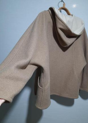 Кардиган шерстяной бомбер- худи с капюшоном zara wool coat boombier4 фото