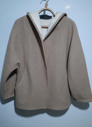 Кардиган шерстяной бомбер- худи с капюшоном zara wool coat boombier5 фото