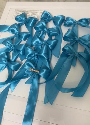 Бантики заколки для дівчаток голубі бірюза