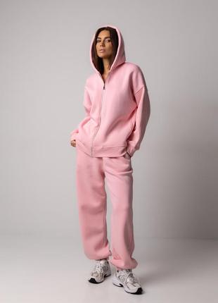 Женский теплый спортивный костюм с зип-худи и джоггерами