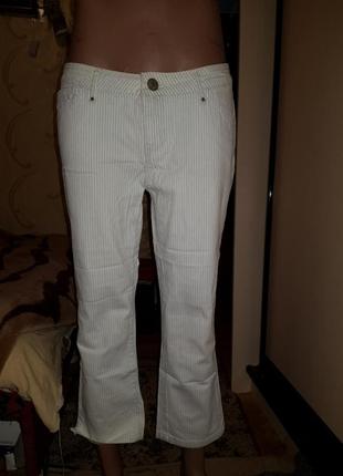 Брюки  джинсовые бриджи полоска1 фото