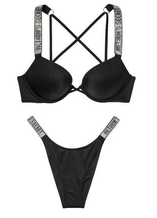 Victorias secret купальник black. декорирован стразами