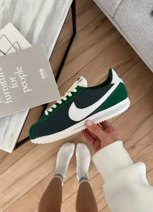 Кеди кросівки найк кортез зелені nike cortez txt green/white