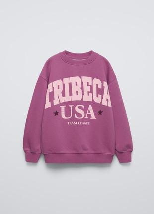 Zara теплий фірмовий світшот худі утеплений на флісі нм толстовка кофта на дівчинку зара светр