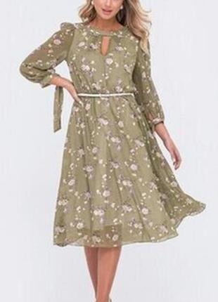 Нежное платье креп- шифон, новое, xl, 50р