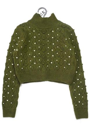 Новий зелений светр з перлинами zara