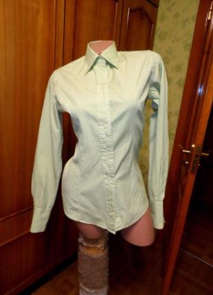 Жіноча сорочка-блузка в карту lewin 100% котон приталена, довгий рукав, в ідеалі