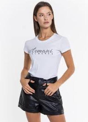 Белая футболка с камушками armani exchange