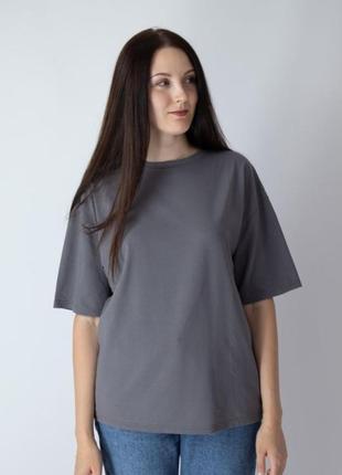 Футболка оверсайз однотонная серый цвет из 100% хлопка