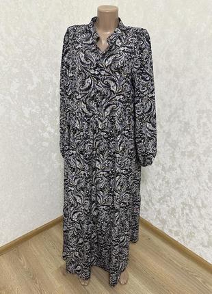 Стильное, длинное нарядное ярусное платье большой размер