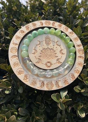 Браслет з натурального каміння флюорит хризопаз ангеліт