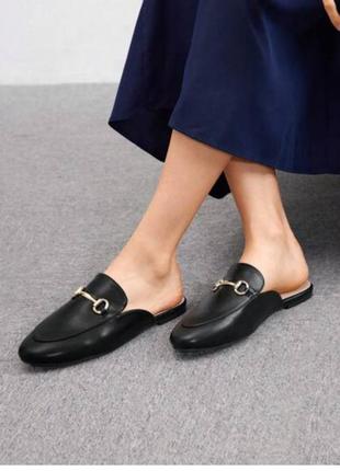 Черные кожаные шлепки мюли от accessorize