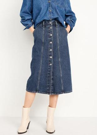 Вінтажна джинсова юбка міді спідниця на гудзиках gap old navy р. s, m (6 us, 10 uk)