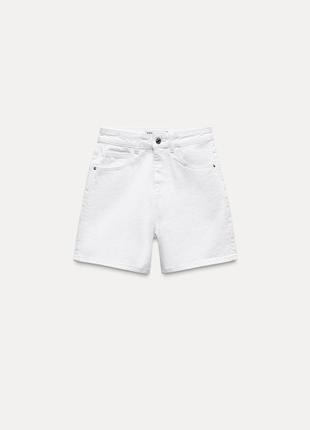 Zara білі джинсові шорти бермуди висока посадка зара2 фото