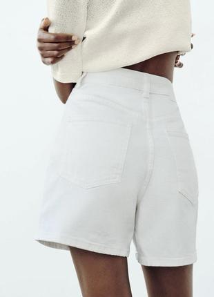 Zara білі джинсові шорти бермуди висока посадка зара7 фото