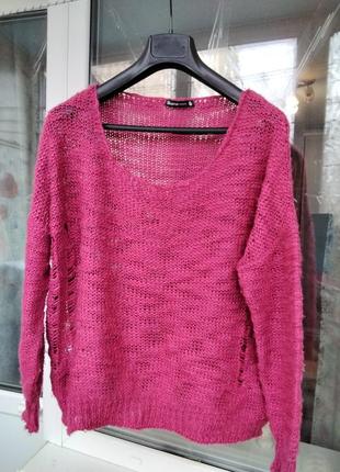 Вязаный свитер свободного кроя фуксия shana 46, 48 р.