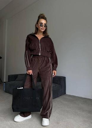 Костюм спортивный велюровый, шоколад, розовый, бордо