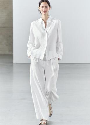 Сорочка блуза рубашка лляна zara льон