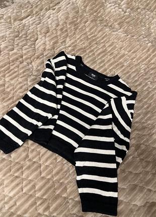 Чорно-білий смугастий светр cropp