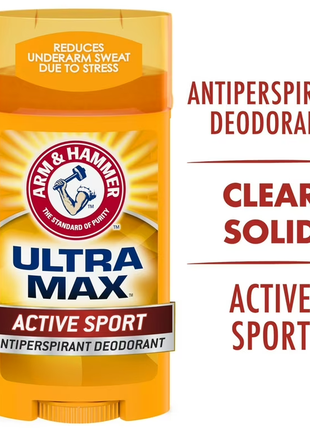 Arm & hammer, ultramax, твердий дезодорант-антиперспірант для чоловіків, аромат «active sport», 73 г