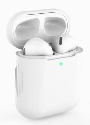 Чехол для airpods (силиконовый белый футляр)