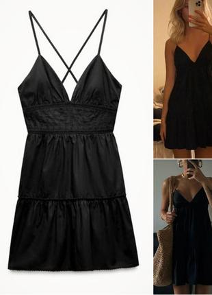 Коротка сукня з мереживними вставками вiд zara зара.
