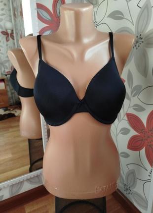 Бюстгальтер черный гладкий на косточках бесшовный лиф бюстик лифчик глубокий 34с 75с 34b 75b 34d 75d