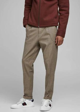 Мужские брюки jack&jones из хлопка с узором "гусиная лапка" w30l32