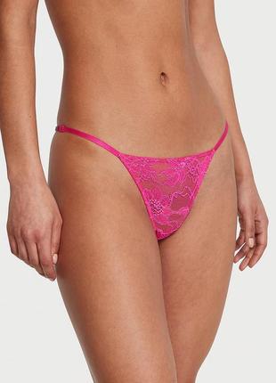 Оригінал original victoria's secret трусики-стринги рожеві з камінням мереживо висока посадка victoria secret нові з бирками