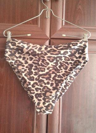 Плавки, низ роздільного купальника двошарові анімалістичний леопардовий принт батал boohoo