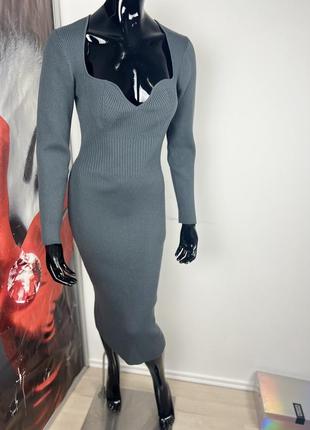 Платье миди в рубчик h&amp;m 5