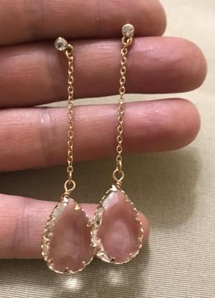 Длинные серьги с прозрачными гранеными кристаллами винтаж