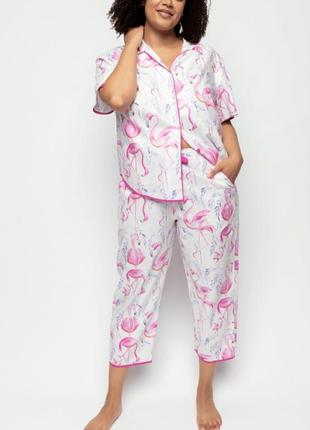 Cyberjammies пижама оверсайз из смесового модала фламинго принт /11568/