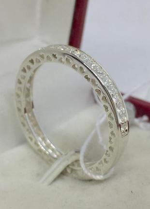 Новое родированое серебряное кольцо фианиты серебро 925 пробы