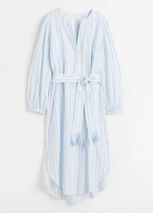 Новое хлопковое платье батал h&m платье хлопок кафтан миди пояс