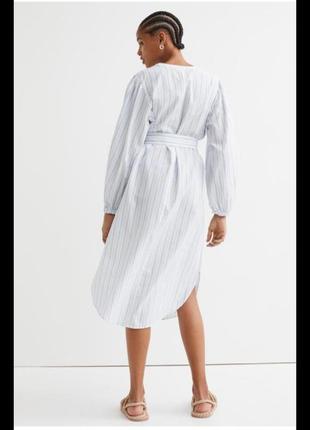 Новое хлопковое платье батал h&m платье хлопок кафтан миди пояс3 фото