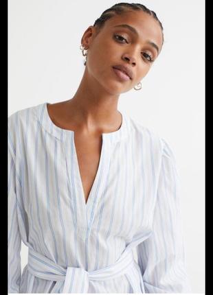 Новое хлопковое платье батал h&m платье хлопок кафтан миди пояс5 фото