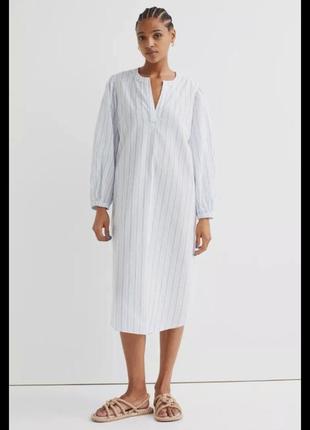 Новое хлопковое платье батал h&m платье хлопок кафтан миди пояс2 фото